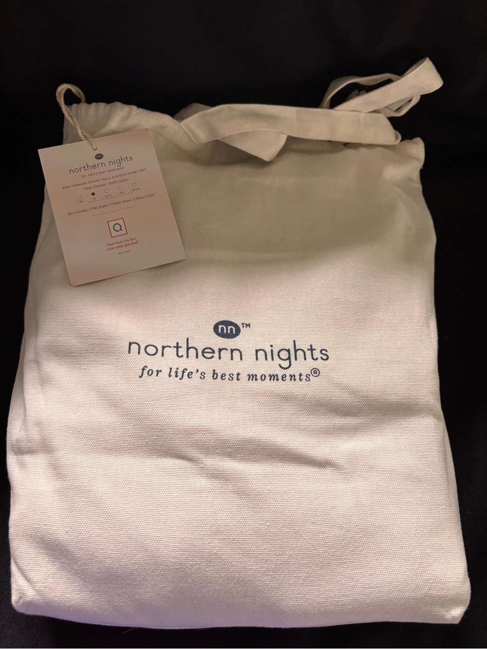 Northern Nights Cotton Tote Bag in Cream with Navy Logo